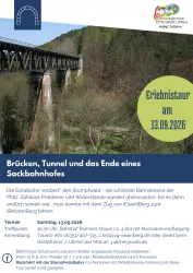 Eine Einladung zur Erlebnistour am 13.09.2026. Die Tour fokussiert sich auf Brücken, Tunnel und die Landschaft der Pfalz.