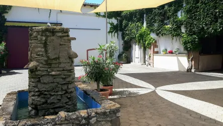 Hof mit Brunnen (© Weingut Martinspforte)