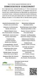 Ein Informationsblatt über den Donnersberger Genussmarkt, der am 6. September stattfindet. Es listet regionale Anbieter und ihre Produkte auf.