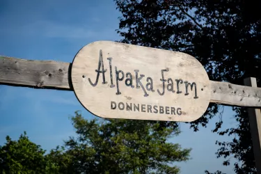Alpaka Farm, Donnersberg, Schild