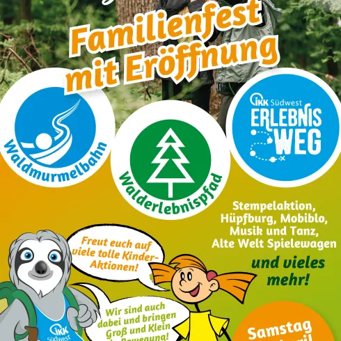Familienfest mit Eröffnung am 18. April 2026. Es gibt zahlreiche Aktivitäten für Kinder, darunter Spiele, Musik und Spaß im Wald.